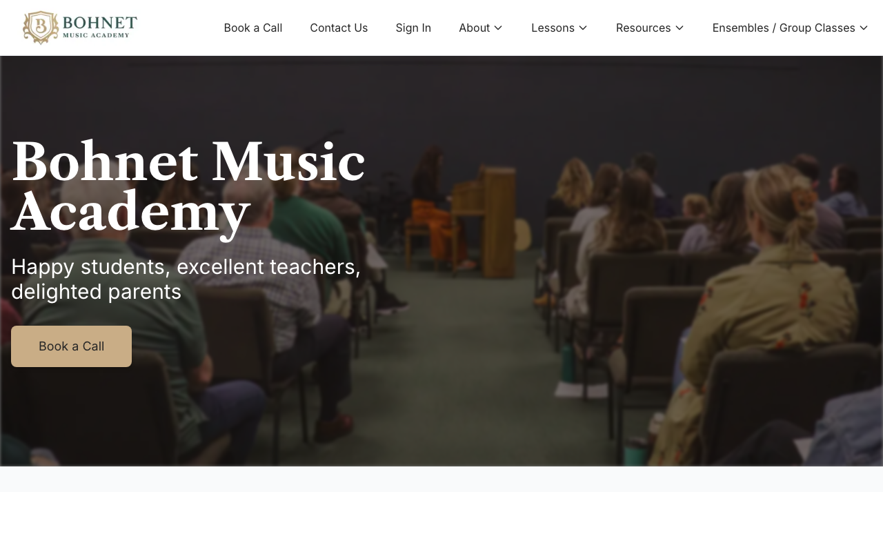 Bohnet Music Academy website screenshot
