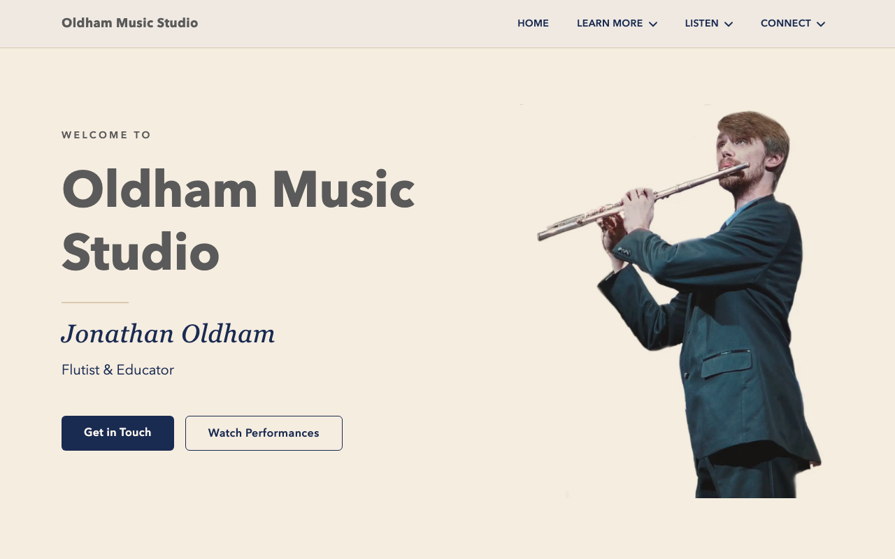 Oldham Music Studio website screenshot