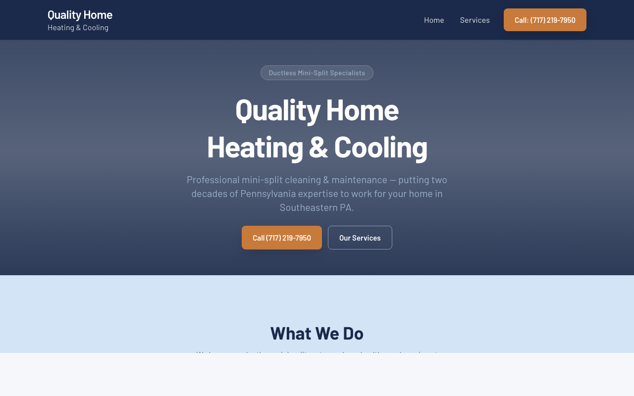 Quality Home Heating & Cooling website screenshot