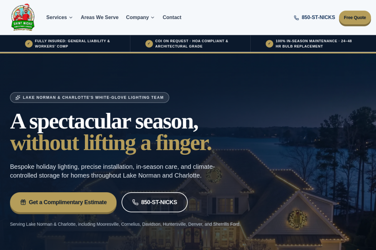 Saint Nick's Christmas Lights website screenshot